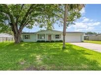 Charming single-story home with lush green lawn and mature trees creating a welcoming curb appeal at 323 Scotland Dr, Daytona Beach, FL 32117