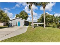 Charming single-story home with a well-manicured lawn and mature palm trees in a sunny neighborhood setting at 2356 Date Palm Dr, Edgewater, FL 32141