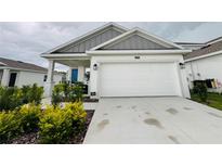 Charming home with a two-car garage, blue door, and tastefully landscaped front yard at 4295 Twisted Twig Bnd, Kissimmee, FL 34746