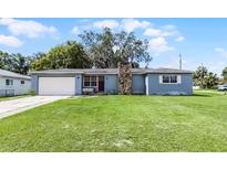 Charming single-story home with well-maintained lawn and stone chimney detail at 500 E Gottsche Ave, Eustis, FL 32726