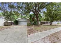 Charming single-story home with mature trees, front lawn, and two-car garage at 2942 N Chickasaw Trl, Orlando, FL 32817