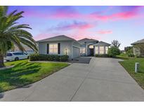 Charming single-story home with a well-manicured lawn, a long driveway and lush landscaping at 12333 Se 177Th Loop, Summerfield, FL 34491