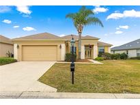 Single-story house with attached garage and palm tree at 12576 Se 97Th Terrace Rd, Summerfield, FL 34491