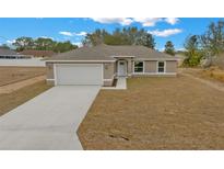 Single-story house with a garage and a spacious lawn at 45 Water Trak, Ocala, FL 34472