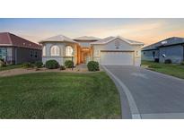 Charming single-story home featuring a well-manicured lawn and an attached two-car garage at 10927 Se 168Th Loop, Summerfield, FL 34491