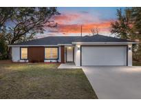 Charming single-story home featuring a two-car garage, modern wood paneling, fresh landscaping, and a welcoming facade at 4393 Sw 169 Lane Rd, Ocala, FL 34473