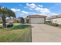 Single-story house with attached garage, and a well-manicured lawn at 12498 Se 92Nd Ave, Summerfield, FL 34491