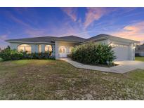 One-story house with attached garage, lush lawn, and walkway at 4864 Sw 103Rd Street Rd, Ocala, FL 34476