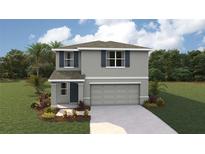 Two-story house with gray siding, two-car garage, and landscaping at 8699 Sw 44Th Ter, Ocala, FL 34476