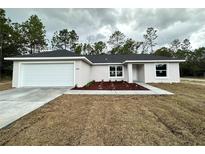 Newly constructed home with a two-car garage and well-manicured landscaping at 15010 Sw 61St Court Rd, Ocala, FL 34473