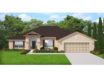 Single-story home with brown roof, attached garage, and landscaping at 12238 Sw 85Th Pl, Dunnellon, FL 34432