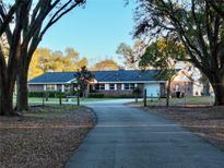 Brick ranch house with long paved driveway, surrounded by mature trees at 6255 Mercantile Ln, Fort Meade, FL 33841