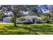 Charming single-story home with a well-manicured front yard, lush green lawn, and mature trees providing shade at 1712 Ne 40Th Ave, Ocala, FL 34470