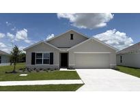 Charming single-story home with a two-car garage and a well-manicured lawn at 8502 Las Palmas Way, Wildwood, FL 34785