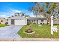 Charming single-story home featuring a well-maintained front yard and attached two-car garage at 9661 Se 173Rd Pl, Summerfield, FL 34491