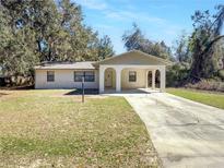 Charming single-story home featuring a welcoming carport and a well-maintained front lawn at 12461 Se 126Th Ct, Ocklawaha, FL 32179