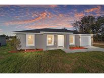 Charming single-story home featuring a well-manicured lawn, an attached garage, and a freshly painted exterior at 15487 Sw 27 Ln, Ocala, FL 34481