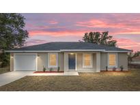 Charming single-story home featuring a well-maintained yard, neutral exterior, and a welcoming blue front door at 13272 Sw 112Th Pl, Dunnellon, FL 34432