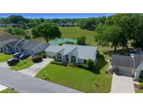Inviting single-story home with manicured lawn, pond view, and mature trees in a serene community at 8832 Sw 108Th St, Ocala, FL 34481