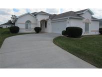 Charming single-story home featuring a well-manicured lawn, mature shrubbery, and a concrete driveway at 2459 Nw 55Th Avenue Rd, Ocala, FL 34482