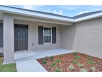 Inviting front entrance with brown door and landscaped yard at 6047 Sw 128Th Street Rd, Ocala, FL 34473