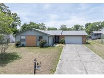 Charming single-story home with a well-manicured lawn and a long driveway leading to an attached garage at 3990 Se 20Th Ct, Ocala, FL 34480
