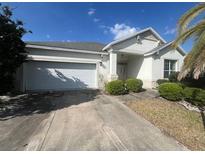 Inviting single-Gathering home features a well-maintained lawn and a convenient two-car garage at 1703 Sanderling St, The Villages, FL 32162
