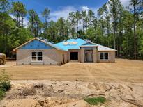New construction home featuring block construction, a covered entry, and large lot at 13131 Sw 52Nd Lane Rd, Ocala, FL 34481