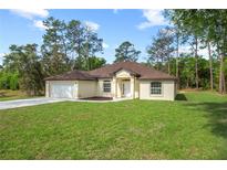 Charming single-story home features a well-manicured lawn and a classic design with a two car garage at 19939 Sw 96Th Pl, Dunnellon, FL 34432