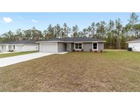 Charming single-story home featuring a well-maintained lawn, attached garage, and neutral paint scheme at 15071 Sw 16 Pl, Ocala, FL 34481