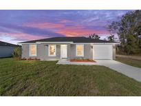 Charming single-story home with a well-maintained lawn, grey exterior and attached garage, perfect for modern living at 2900 Sw 159 Ct, Ocala, FL 34481