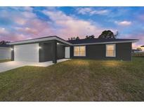 Charming single-story home with a well-manicured lawn, and an attached two-car garage at 10374 Se 126Th Ln, Belleview, FL 34420