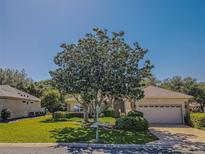 Charming single-story home with a well-manicured lawn, mature landscaping, and attached two-car garage at 9325 Se 132Nd Pl, Summerfield, FL 34491
