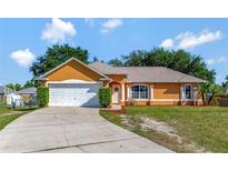 Charming single-story home with a well-manicured lawn, inviting entrance and two car garage at 2940 N Huron Dr, Deltona, FL 32738