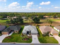 An aerial view of multiple homes with well-maintained lawns in a community with a golf course at 2008 Palo Alto Ave, The Villages, FL 32159