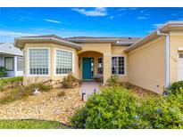 Charming single-story home featuring a colorful front door and neat landscaping at 11799 Se 173Rd Lane Rd, Summerfield, FL 34491