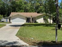 Charming single-story home with a well-manicured lawn and a two-car garage at 8951 Sw 202Nd Avenue Rd, Dunnellon, FL 34431