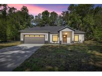 Charming single-story home featuring a manicured lawn, neutral paint, and a two-car garage at 14540 Se 33Rd Ter, Summerfield, FL 34491