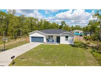 Charming single-Gathering home with a well-manicured lawn, a basketball hoop, and a two-car garage at 46 Fisher Lane Ter, Ocklawaha, FL 32179