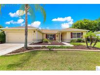 Charming single-story home with a well-manicured lawn, beautiful landscaping, and inviting curb appeal at 9891 Se 138Th Loop, Summerfield, FL 34491