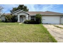 Charming single-story home featuring a well-maintained lawn and an attached two-car garage at 1575 Ne 160Th Pl, Citra, FL 32113