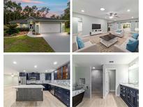 This is a collage of images showing the home's front exterior, kitchen, living room, and bathroom at 19028 Sw 101 Pl, Dunnellon, FL 34432