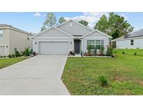 Charming single-Gathering home with a well-maintained lawn and beautiful landscaping at 32 Hickory Course Loop, Ocala, FL 34472