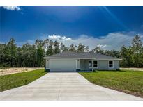 Charming single-story home featuring a two-car garage and well-maintained front lawn on a sunny day at 1390 Sw Obee Ridge Rd, Dunnellon, FL 34431
