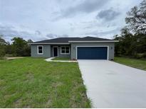 Charming single-story home with a well-maintained lawn and a two-car garage at 142 Guava Pass, Ocklawaha, FL 32179