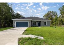 Charming single-story home features a well-maintained lawn and a driveway leading to an attached garage at 75 Guava Ter, Ocklawaha, FL 32179