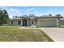 Inviting single-story home with a well-maintained lawn, two car garage, and pleasing light green paint at 15994 Sw 55Th Avenue Rd, Ocala, FL 34473