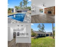 Property collage showcasing the pool, fireplace, kitchen and exterior of the home at 327 Se 50Th Ave, Ocala, FL 34471