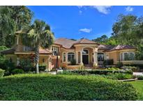 Stunning Mediterranean-style home featuring a tile roof, lush landscaping, and a welcoming front entrance at 695 Se 47Th Loop, Ocala, FL 34480