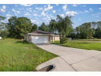 Charming single-Gathering home with a spacious driveway and a well-maintained front lawn and attached two-car garage at 51 Pine Trace Loop, Ocala, FL 34472